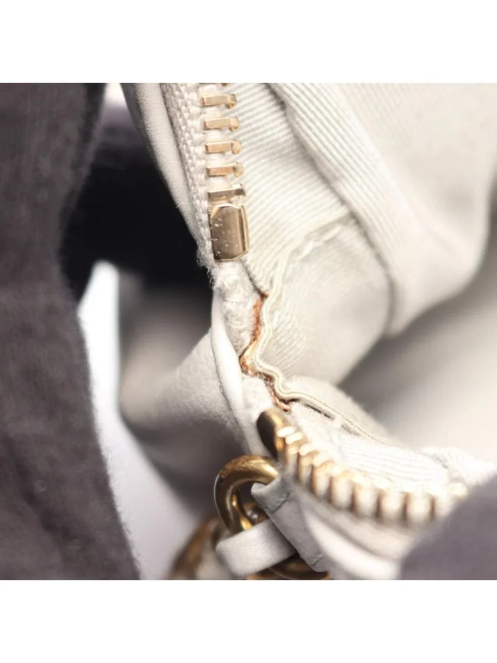 Chanel Shoulder Bag Quilted Gray Leather